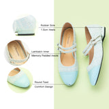 Doppelriemchen-Mary-Jane-Schuhe aus Tweed (Clara) Rosa