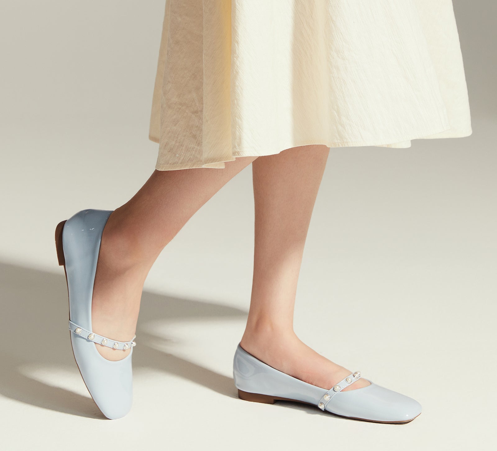 Blue Single Stripe Button Mary Janes, a sophisticated and timeless choice for a polished and refined appearance
