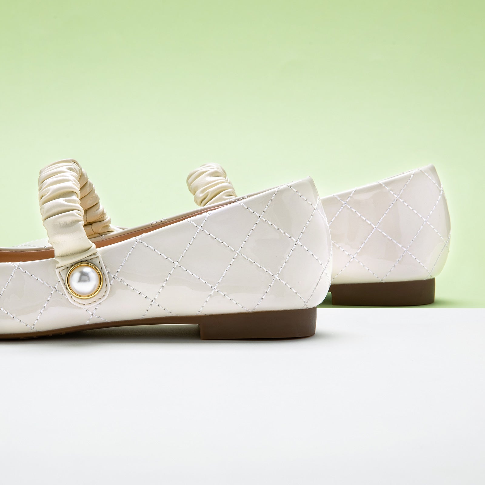 White Crossed Stripe Mary Jane shoes, providing a clean and contemporary touch to your ensemble