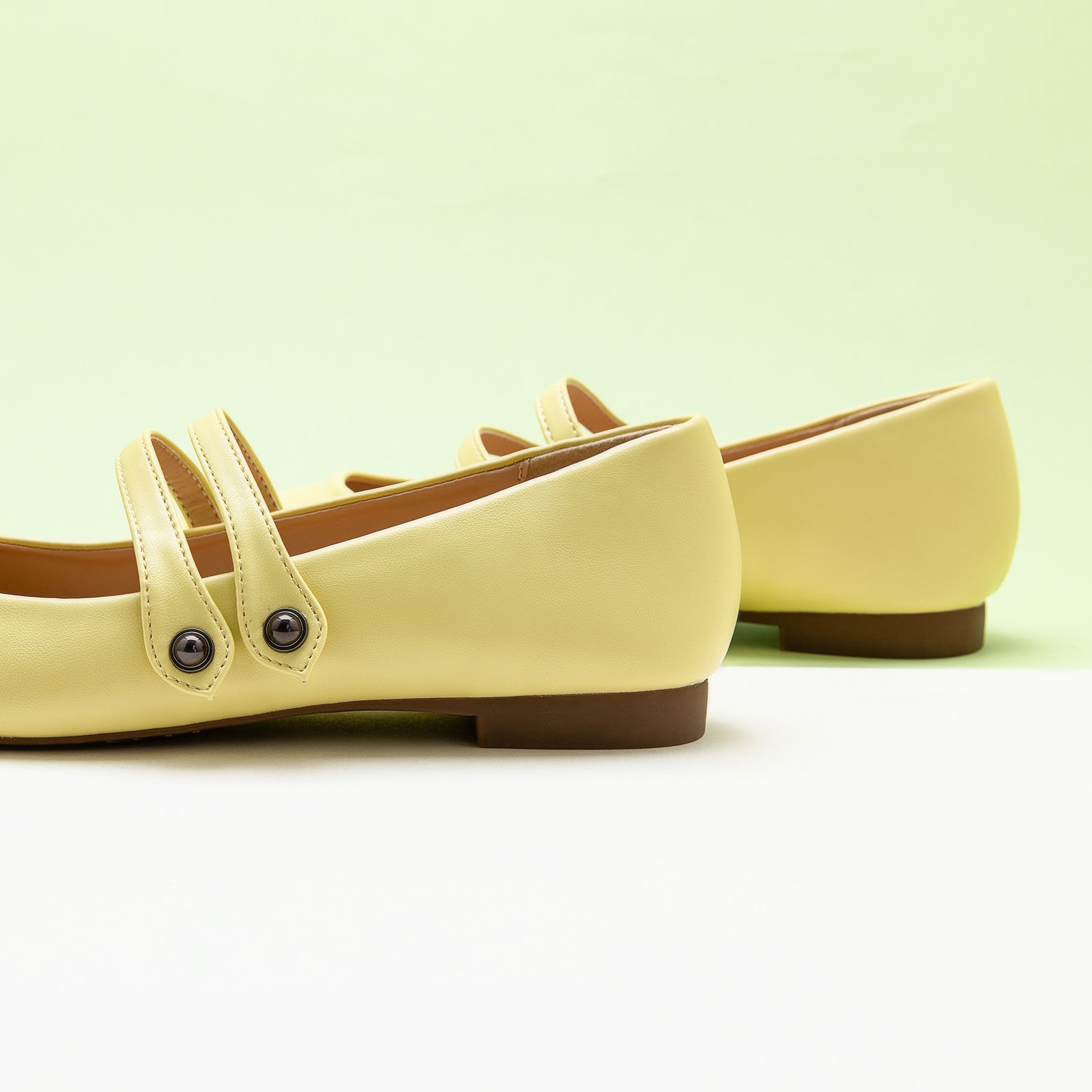 Golden Yellow Elegance: Double Stripes Mary Janes in Yellow, featuring classic details for a polished and radiant style