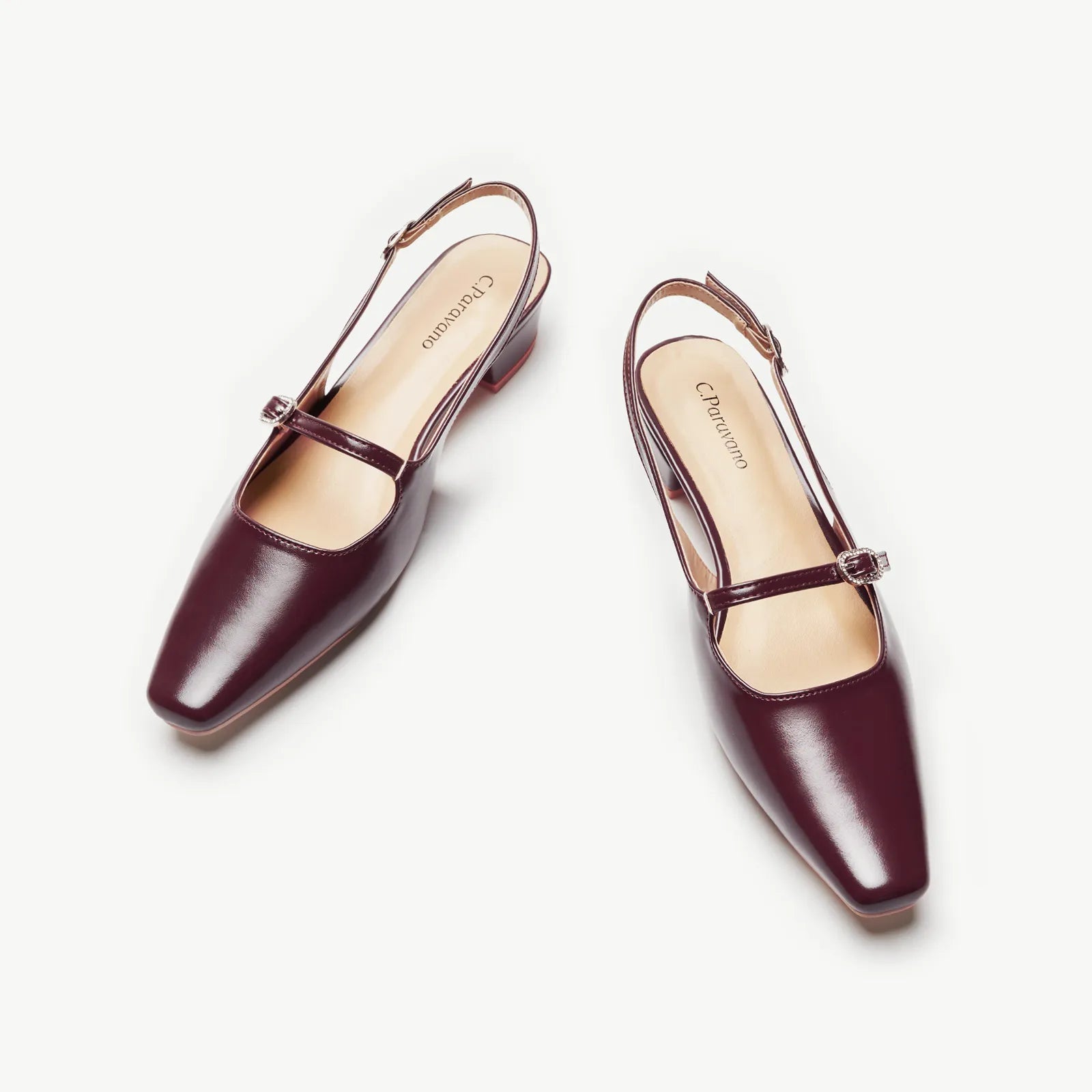 Open Back Block Heel C.Paravano Red Brown 40.5