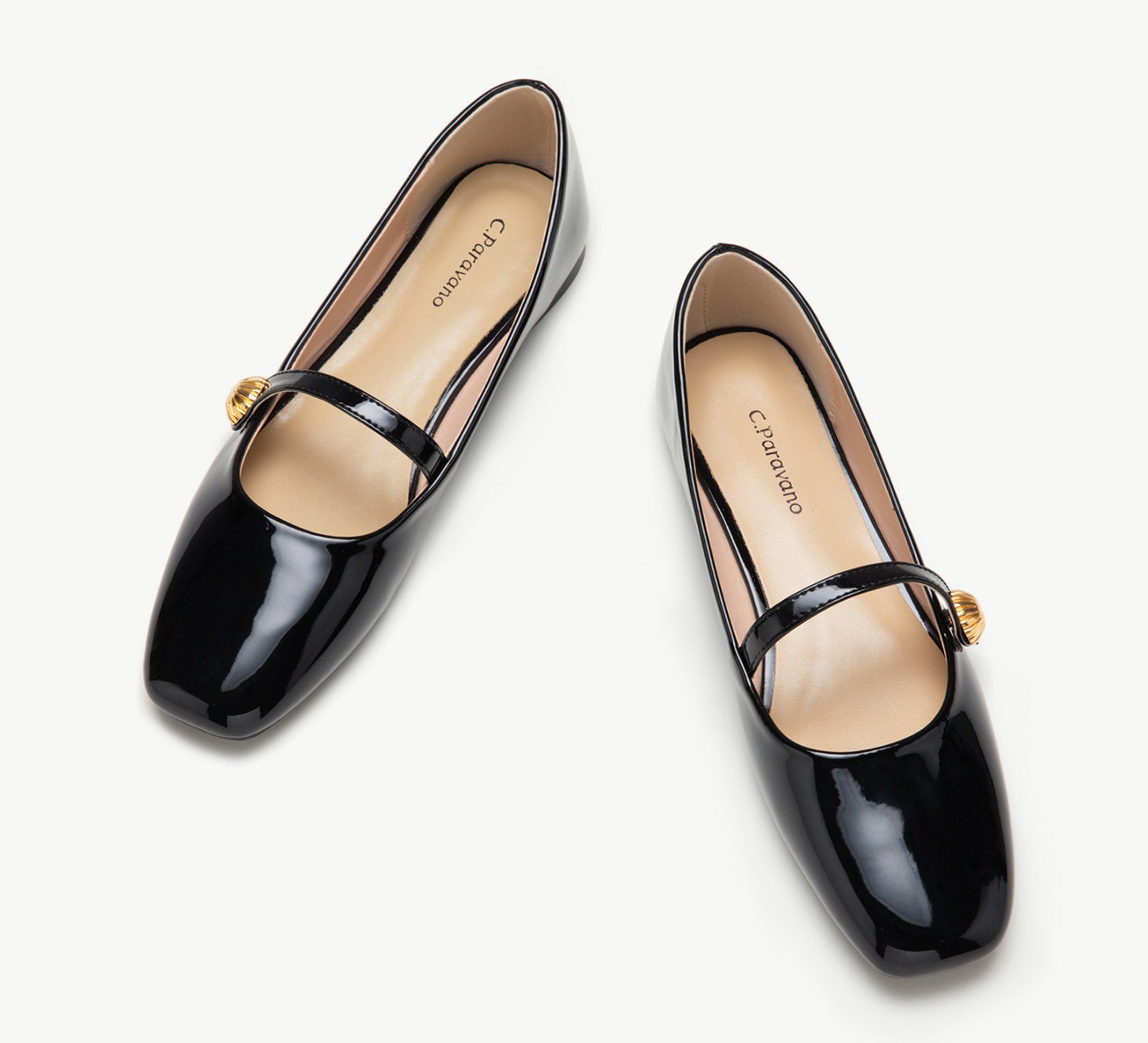 Single Stripe Button Patent Leather Mary Jane