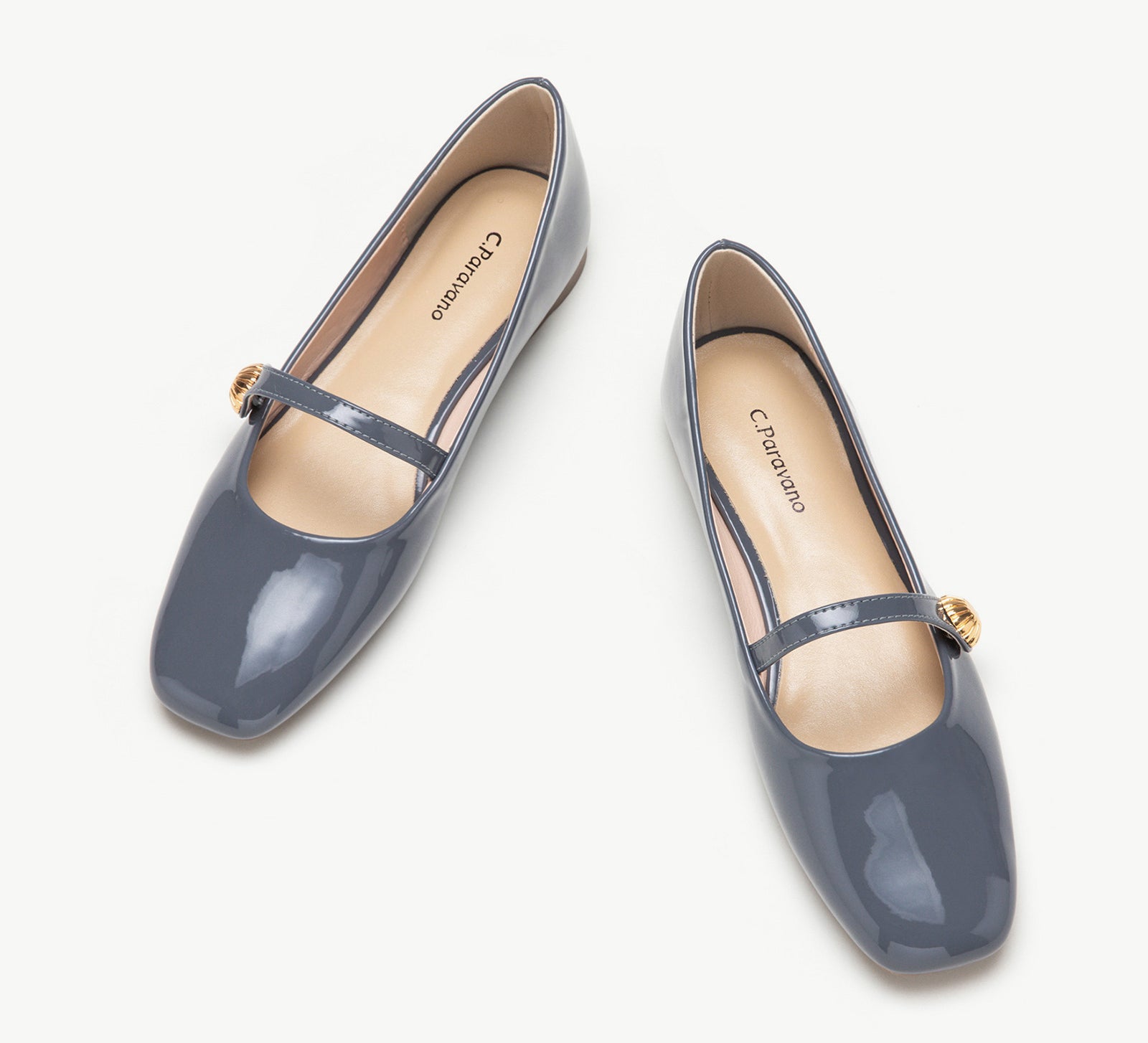 Single Stripe Button Patent Leather Mary Jane