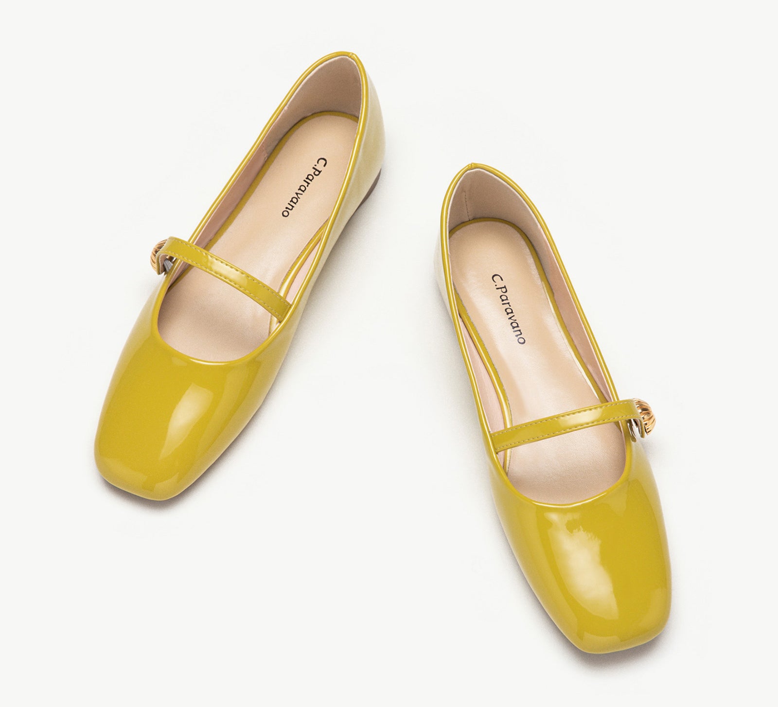 Single Stripe Button Patent Leather Mary Jane