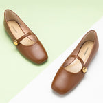 Classic Brown Button-Up Mary Janes