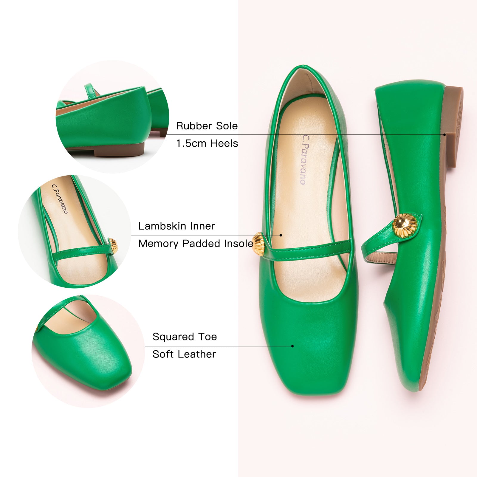 Green Single Stripe Button Mary Janes, a fresh and stylish addition to your footwear collection for a lively and contemporary look