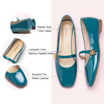 Peacock Blue Mary Jane Shoes with Single Stripe
