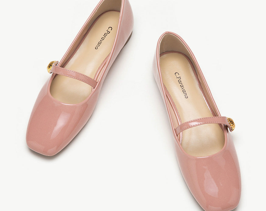 Pink Mary Jane Shoes with Single Stripe Detail