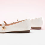 White Mary Jane Shoes with Single Stripe Detail