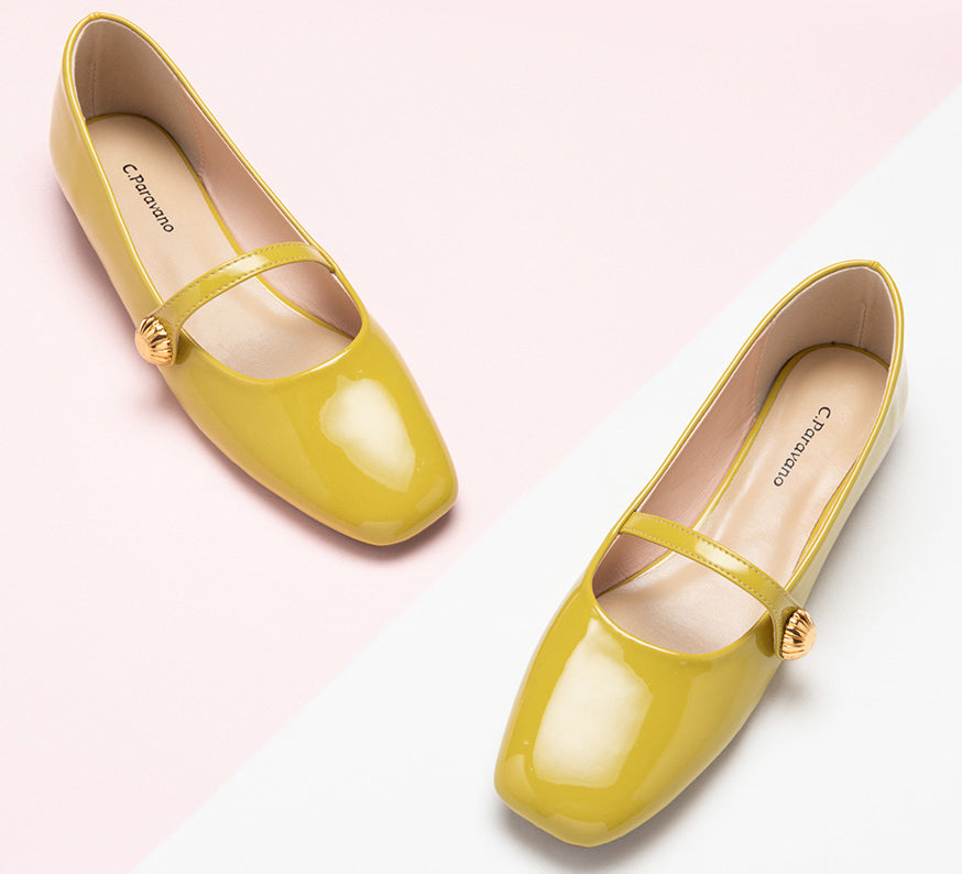 Sunny Yellow Button-Up Mary Janes