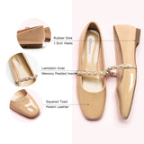 MARY JANE E Flats in Beige with a single stripe and pearl, providing a cozy and stylish addition to your footwear collection