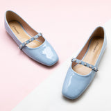 Blue MARY JANE E Single Stripe with Pearl, a vibrant and eye-catching choice for a bold and stylish look