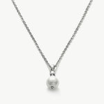 Pearl Drop Pendant Necklace in Platinum, showcasing a platinum pendant with a lustrous pearl, adding a touch of elegance and sophistication to your neckline