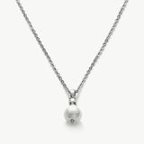 Pearl Drop Pendant Necklace in Platinum, showcasing a platinum pendant with a lustrous pearl, adding a touch of elegance and sophistication to your neckline