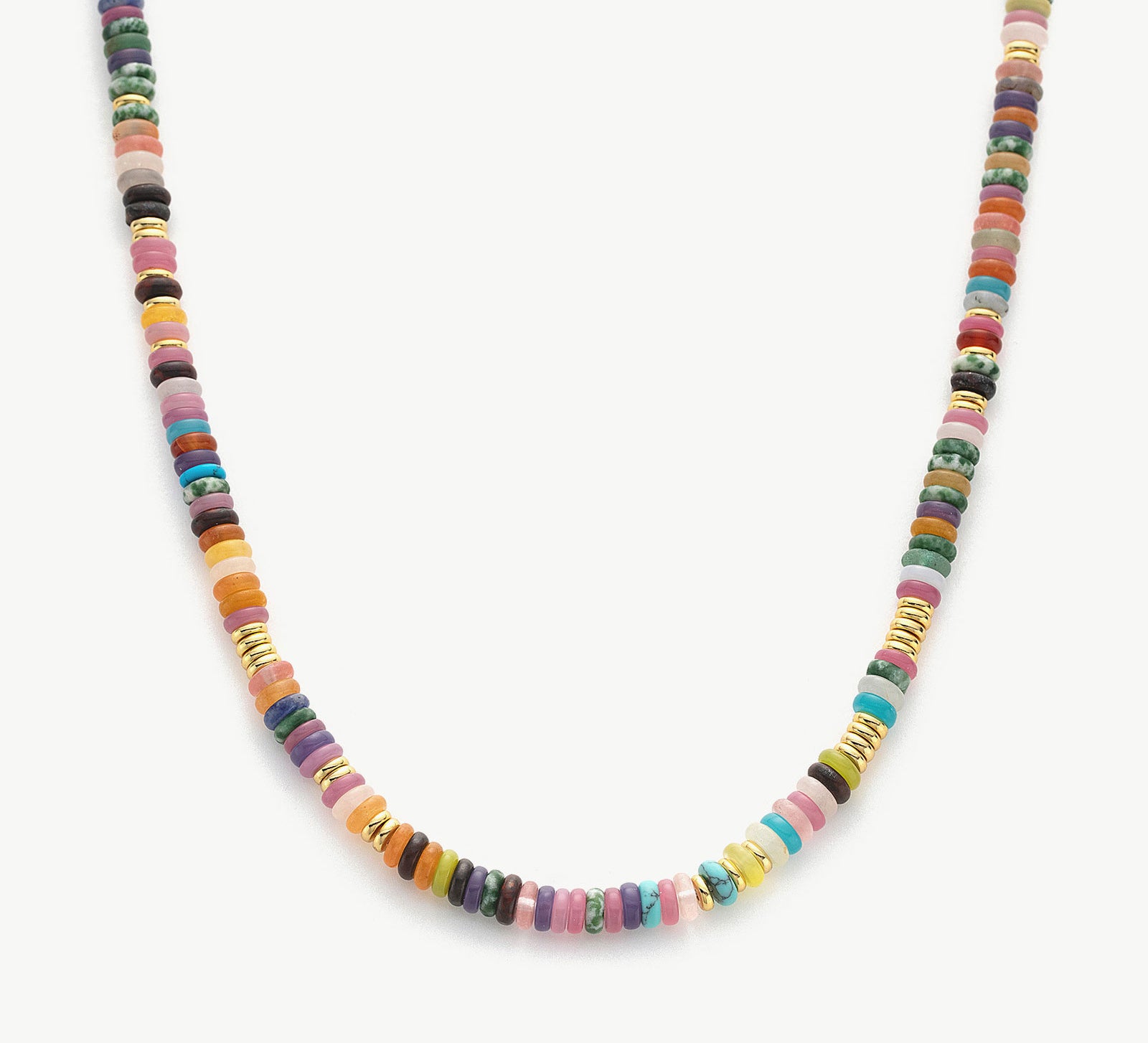 Multi Shell Necklace, a bohemian-inspired piece featuring an assortment of shells in various shapes and sizes, creating a laid-back and beachy accessory for those carefree coastal vibes