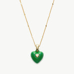 Onyx Heart Pendant Necklace, a timeless piece featuring a heart-shaped onyx pendant in rich green, adding a touch of elegance and sophistication to your neckline