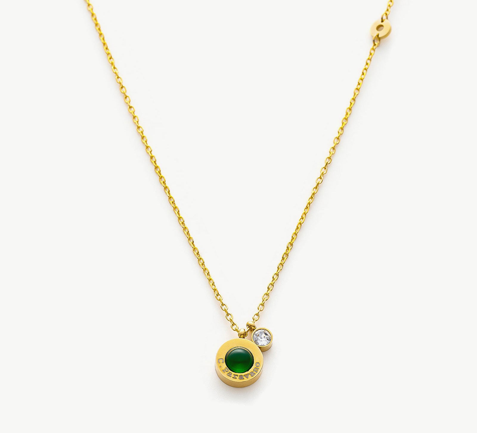 Gold Green Crystal Dew Chain Necklace, an embodiment of emerald elegance, featuring a captivating green crystal dew pendant on a delicate rose gold chain, creating a sophisticated and eye-catching accessory for special occasions.