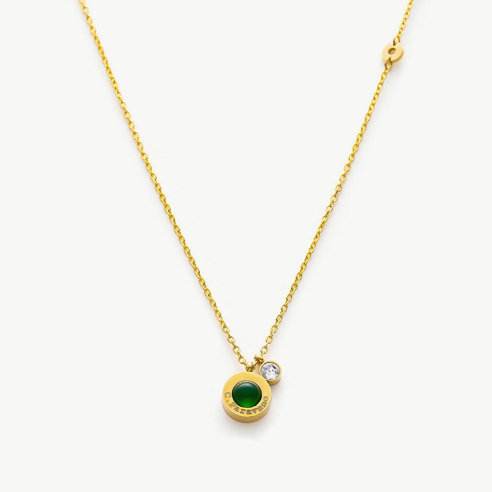 Gold Green Crystal Dew Chain Necklace, an embodiment of emerald elegance, featuring a captivating green crystal dew pendant on a delicate rose gold chain, creating a sophisticated and eye-catching accessory for special occasions.