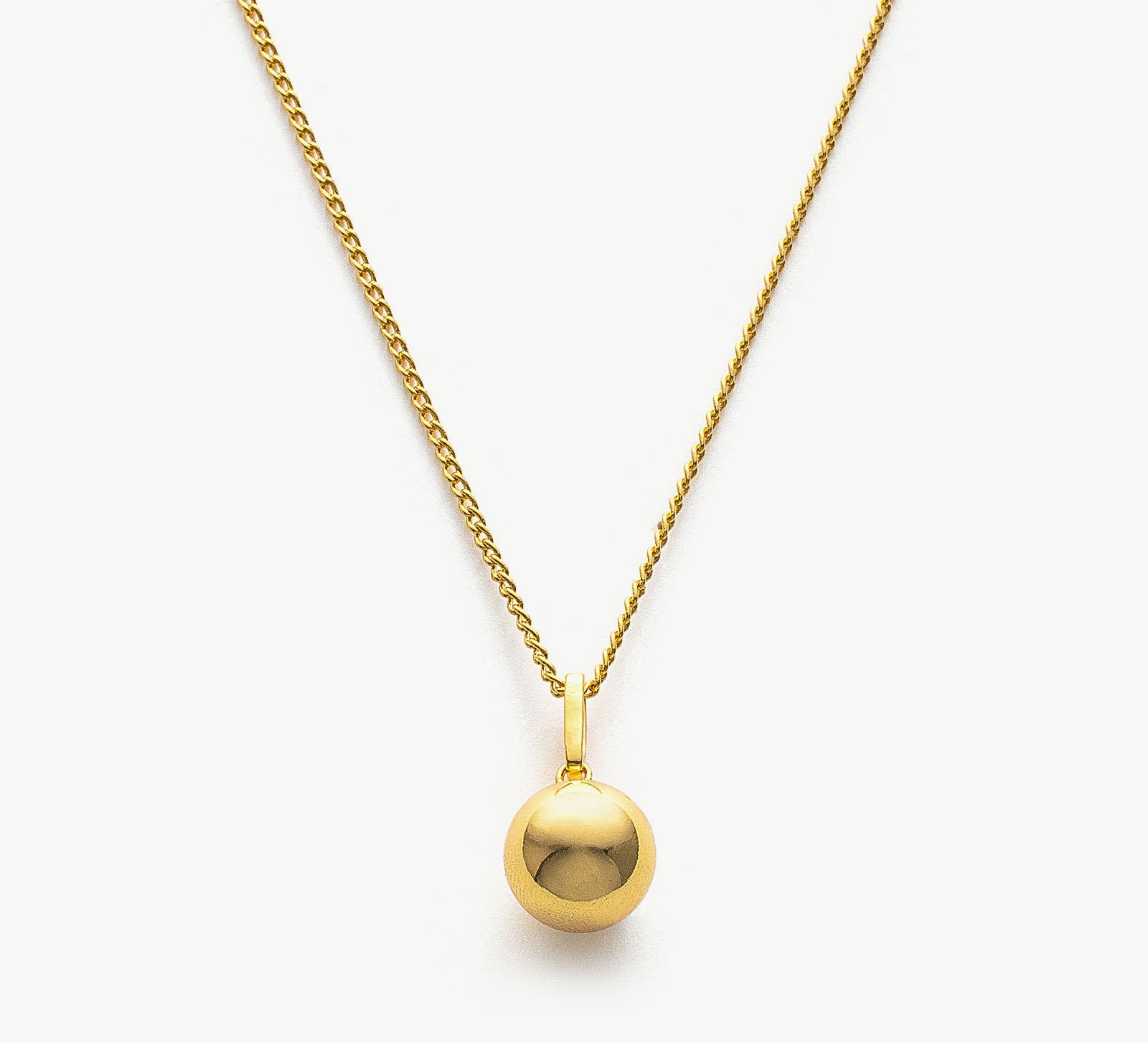 Sphere Pendant Chain Necklace, a symbol of modern minimalism, featuring a sleek and polished sphere pendant suspended from a delicate chain, adding a touch of contemporary elegance to your neckline