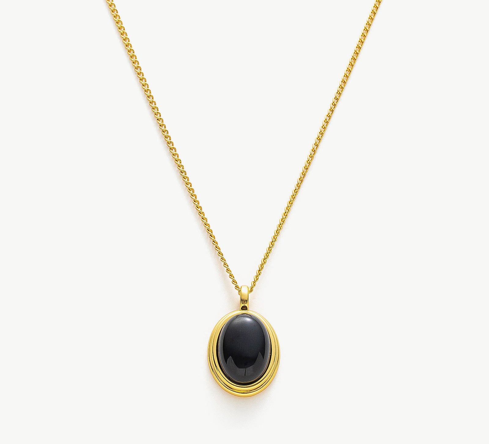Black Agate Gold Pendant Necklace, exuding elegance in black, this necklace showcases a lustrous black agate pendant suspended from a radiant gold chain, creating a chic and versatile accessory for any occasion