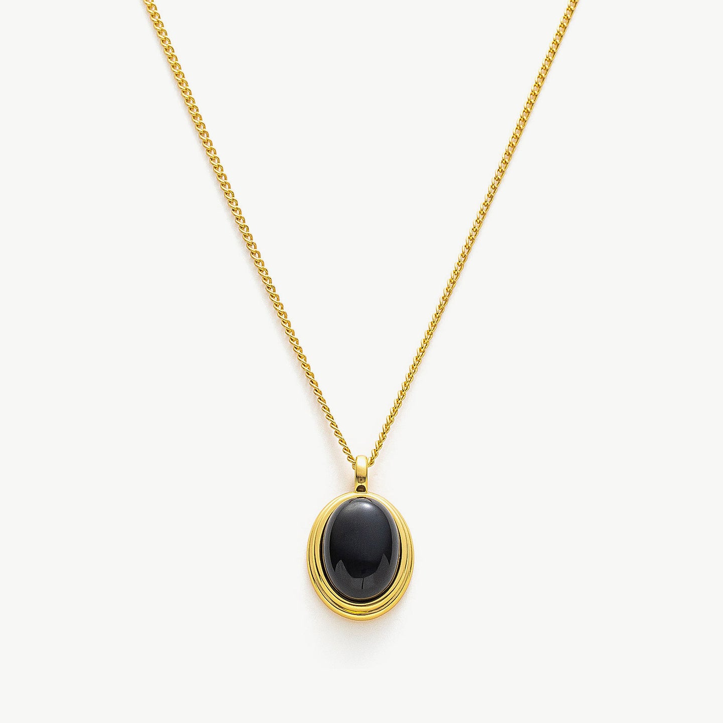 Black Agate Gold Pendant Necklace, exuding elegance in black, this necklace showcases a lustrous black agate pendant suspended from a radiant gold chain, creating a chic and versatile accessory for any occasion