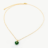  Green Onyx Heart Pendant Necklace, exuding luxurious green sparkle, this necklace features a dazzling heart-shaped onyx pendant for a glamorous and captivating look.