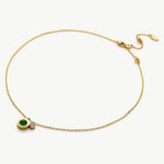 Green Crystal Dew Rose Gold Necklace, making a chic statement in green, this necklace showcases a vibrant green crystal dew pendant on a gold chain, adding a pop of color and modernity to your ensemble