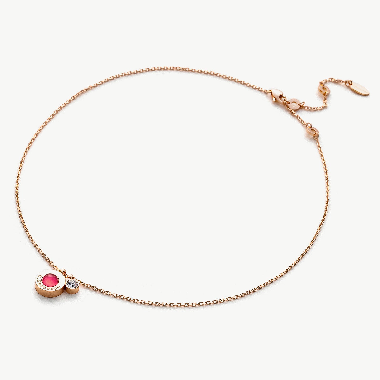  Rose Gold Crystal Dew Necklace in Red, showcasing vivid red elegance, this necklace features a red crystal dew pendant on a delicate rose gold chain, creating a versatile and chic accessory for any outfit