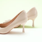 White Buckled Pumps - Classic Style with a Square Twist