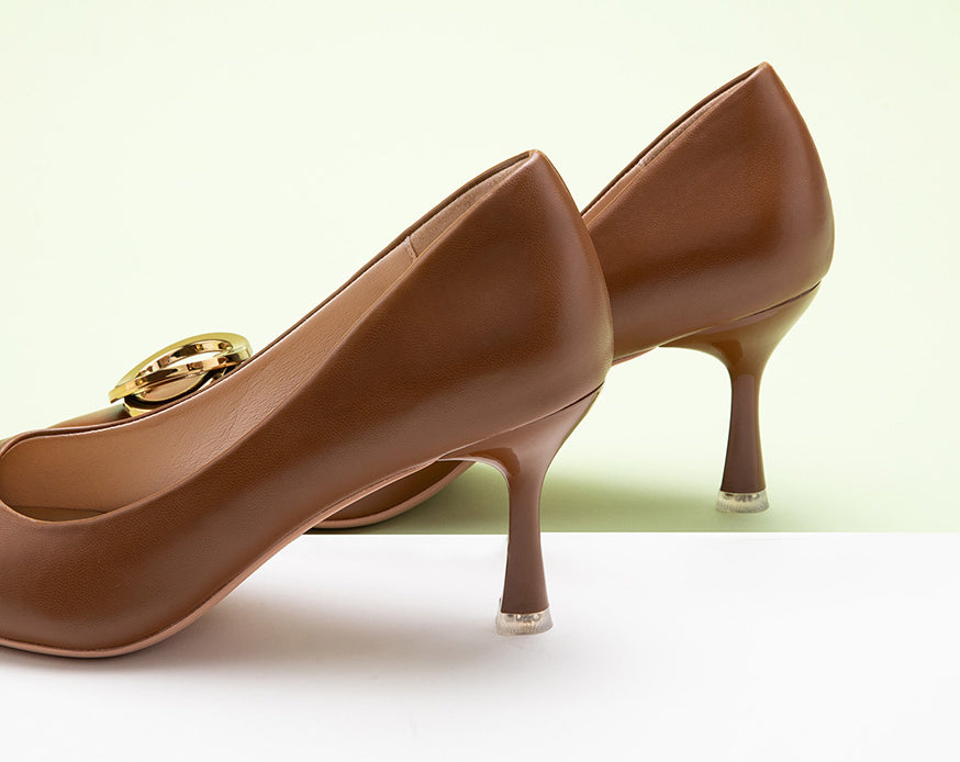 Sophisticated Brown Buckled Pumps for Women
