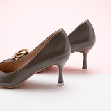 Oval Chic Buckled Pumps Grey