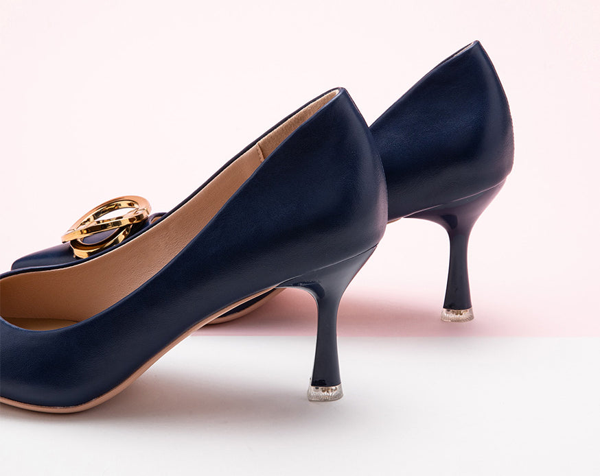 "Sophisticated Navy Heeled Pumps for Women