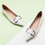 Pointed-toe-flats-with-White-Metal-buckle-elegant-and-trendy-footwear