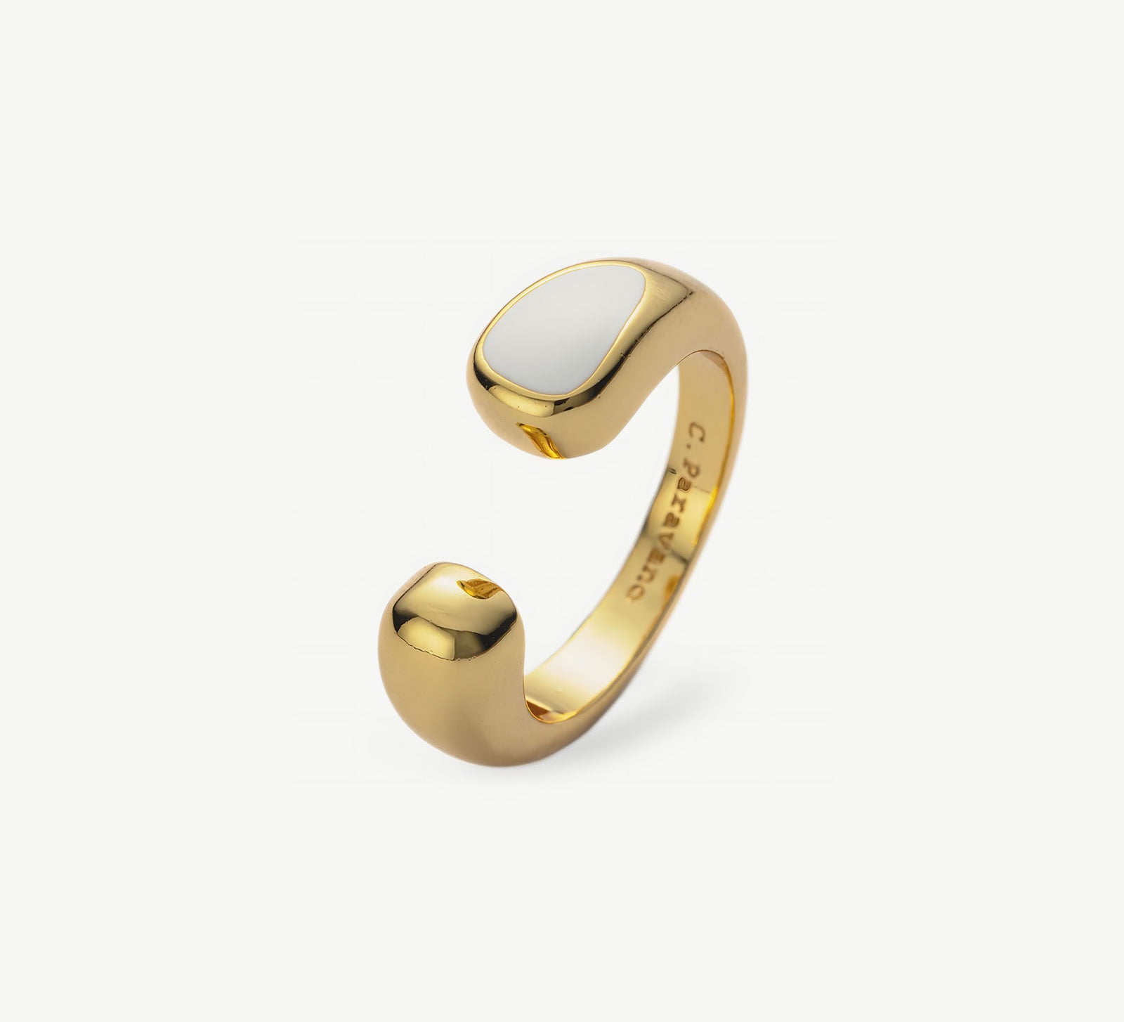 Savi Sculptural Onyx Open Ring in white, a classic and versatile accessory with a touch of timeless beauty