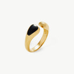 Sleek Onyx Elegance: Savi Sculptural Onyx Open Ring in black, a chic and modern accessory with a touch of edgy sophistication