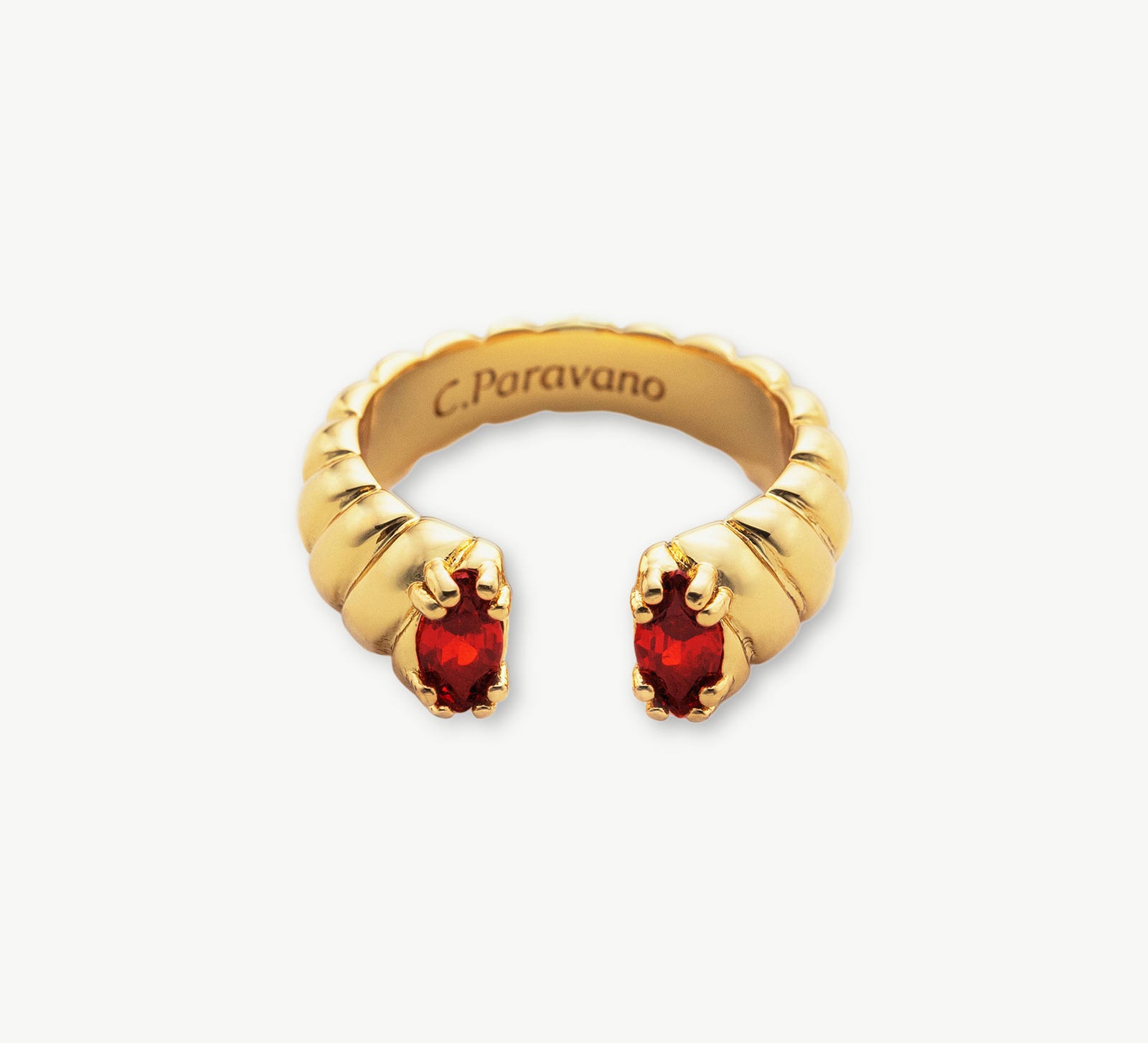 Passionate Ruby Hue: Gemstone Open Ring with a vibrant red pearl, adding a touch of passion and glamour to your ensemble.
