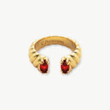 Passionate Ruby Hue: Gemstone Open Ring with a vibrant red pearl, adding a touch of passion and glamour to your ensemble.
