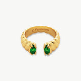 Emerald Enchantment: Gemstone Open Ring with a lush green pearl, exuding a sense of natural beauty and elegance.