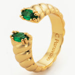 Green Pearl Open Ring, a stylish and eye-catching choice to elevate your look with a pop of color."