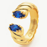 Cool Blue Radiance: Open Ring with a lustrous blue pearl, offering a touch of elegance and charm to your ensemble
