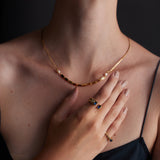 Blue Gemstone Open Ring featuring a captivating pearl, a chic and timeless accessory for a polished look