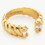 Pearlescent Beauty: Gemstone Open Ring with a pristine white pearl, a classic and versatile accessory for a timeless look
