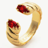 Gemstone Open Ring in a stunning red hue, a glamorous addition to your jewelry collection for a striking appearance