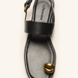 Metal Toe Ring Leather Sandals(Luna)