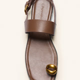 Metal Toe Ring Leather Sandals(Luna)