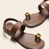 Metal Toe Ring Leather Sandals(Luna)