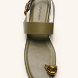 Metal Toe Ring Leather Sandals(Luna)