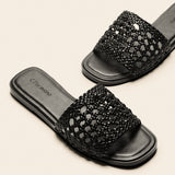 Handwoven Flat Mule Sandals(Deia)