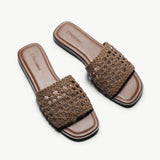 Handwoven Flat Mule Sandals(Deia)