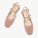 Pink Color Block Slingback Flats: A stylish pair of pink slingback flats with a contemporary color block design